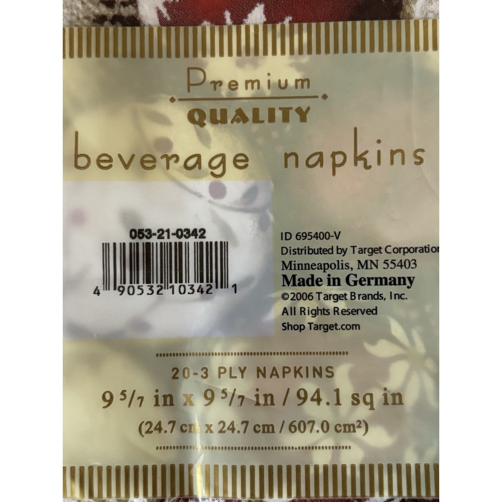 NEW 20 Premium Quality Beverage Paper Napkins Christmas Ornaments Made Germany - Picture 7 of 9